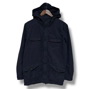 21 Men Los Angeles Herringbone Hooded Coat Jacket Navy Blue Size Small 20‎ x 30